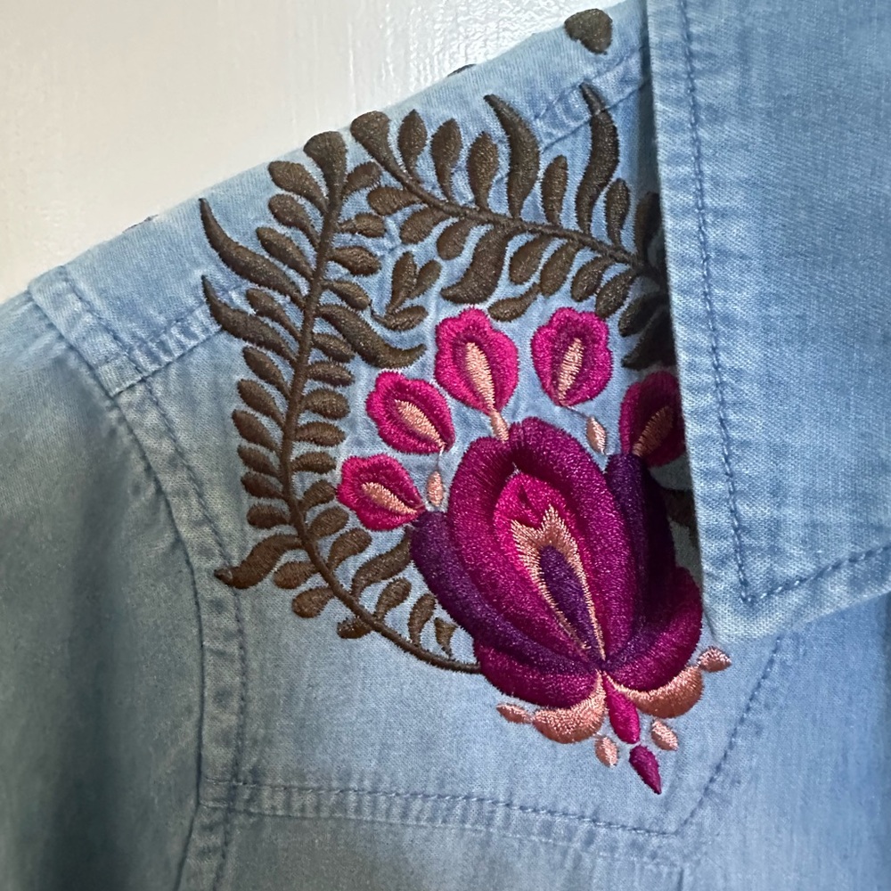 Haute Hippie Embroidered Chambray Shirt - Picture 5 of 8